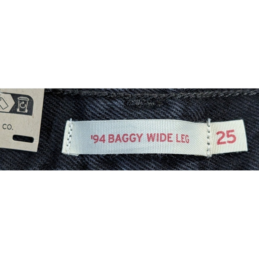 Levis 94 Baggy Wide Leg Jeans Womens 25 Black High Rise Denim A5929-0006 NEW - Picture 3 of 11